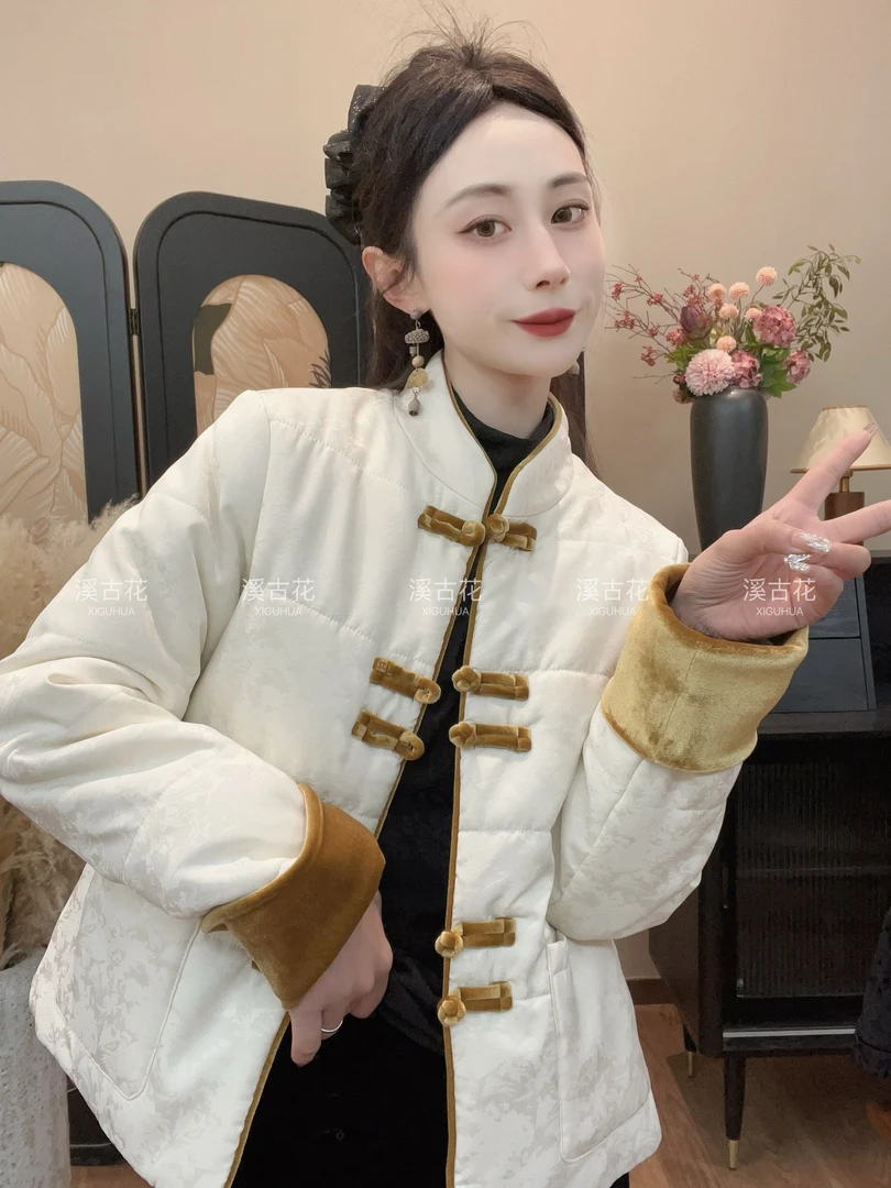 【望月】气质复古宽松丝绒外套女高级加厚冬季