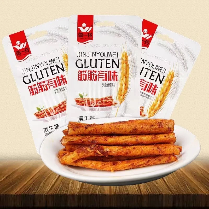 曾一玲筋筋有味素牛筋盒装麻辣甜辣素牛板筋怀旧小吃零食