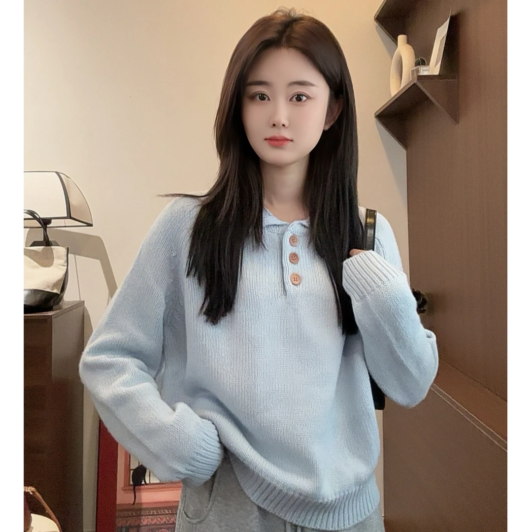 【Niche Young】时光里 百搭慵懒风小众套头设计感针织毛衣Y5500