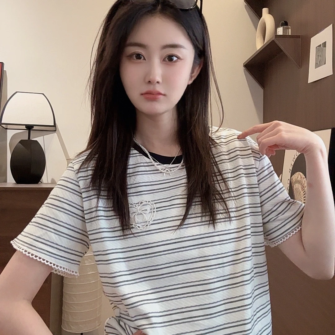 【Niche Young】重磅出击 百搭夏季宽松条纹圆领设计感T恤B80631