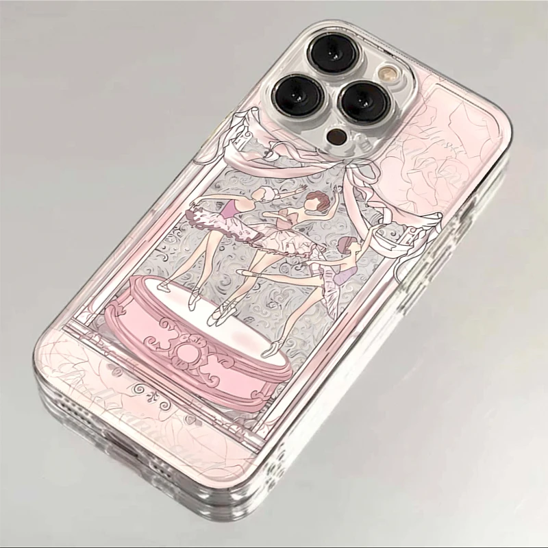 粉芭蕾舞女孩iPhone15/14手机壳13卡通12/11苹果OPPO华为VIVO小米