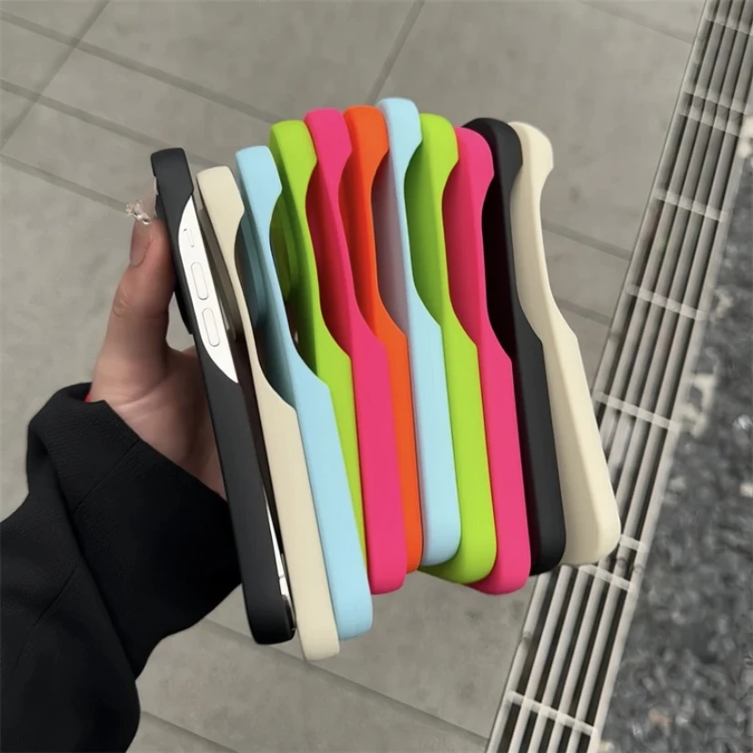 高级感半包纯色大孔iPhone15promax苹果14手机壳12/13男女11彩色