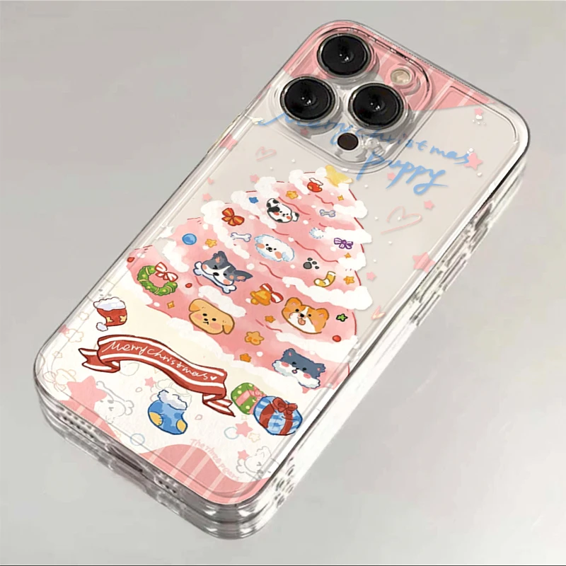 粉色小狗圣诞树苹果OPPO华为VIVO小米iPhone15/14手机壳13女12/11