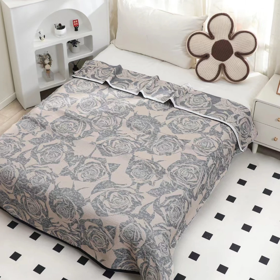 玫瑰之恋X-1.5*2单人纱布多功能盖毯