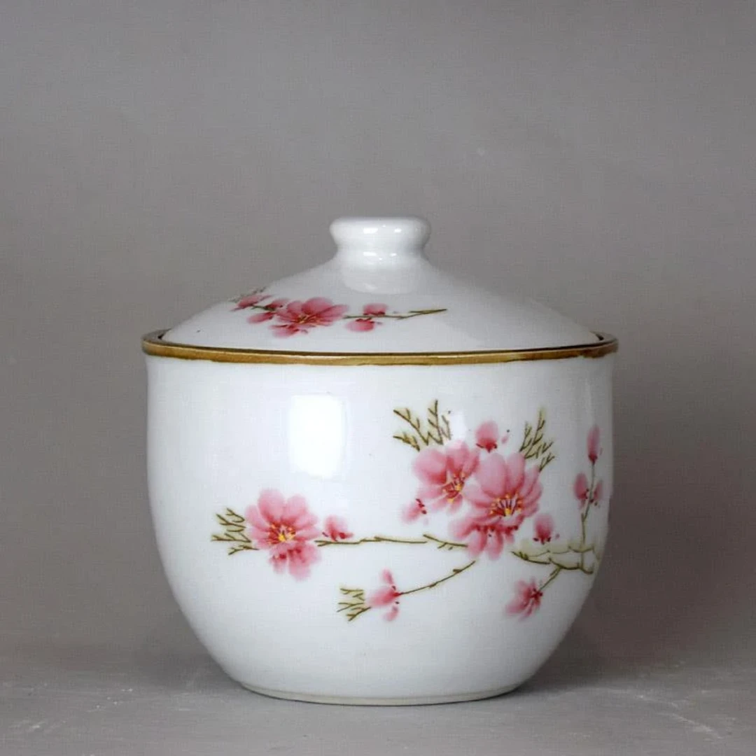 【容量600ML，高12，宽12】桃花调味罐