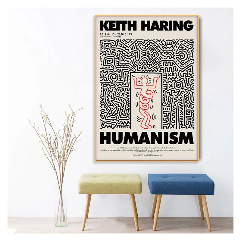 卡通动漫凯斯哈林keithharing装饰画客厅玄关挂画潮牌波普风壁画
