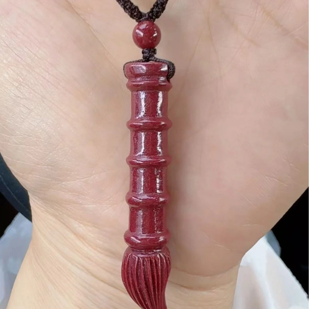 天然辰砂朱砂紫金砂金榜题名文昌笔男女孩吊坠