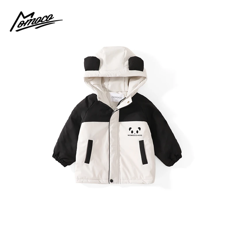 MOMOCO冬季新款男童棉服潮流熊猫时尚拼接加棉外套75430107108