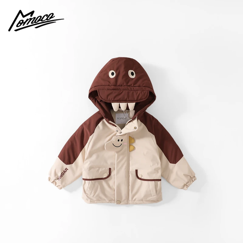 MOMOCO冬季新款男童棉服小卡通恐龙连帽加棉外套75430107029
