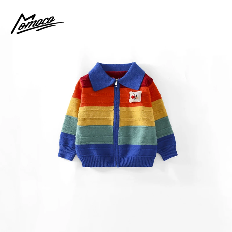 MOMOCO秋季新款儿童时尚条纹可爱小方块韩版休闲毛衣75430230039