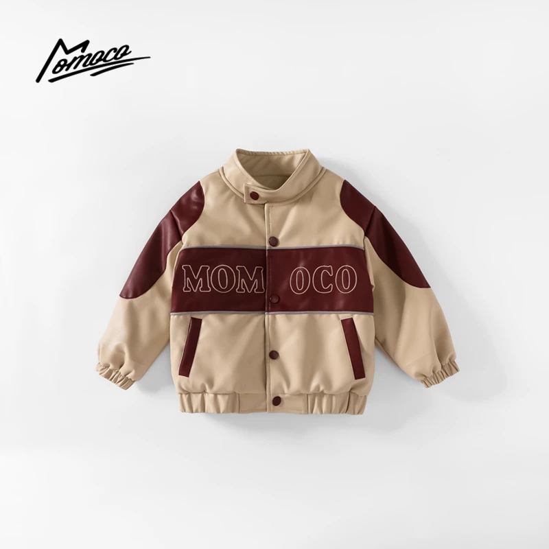 MOMOCO冬季款男童时尚带标休闲百搭皮衣75430105005