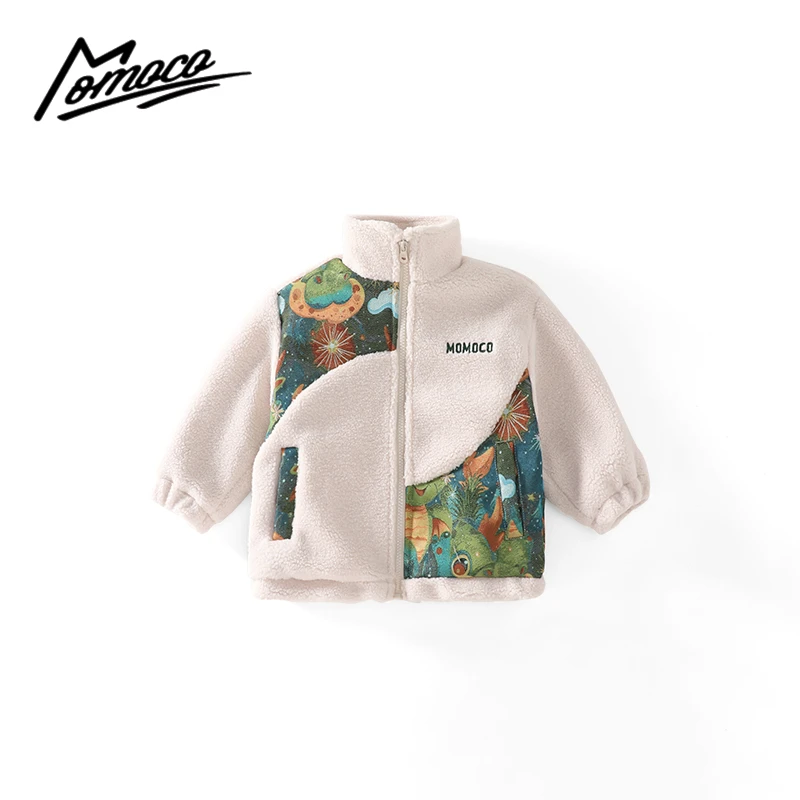 MOMOCO冬季新款儿童男女童拼接恐龙加棉加厚毛毛外套75430107031