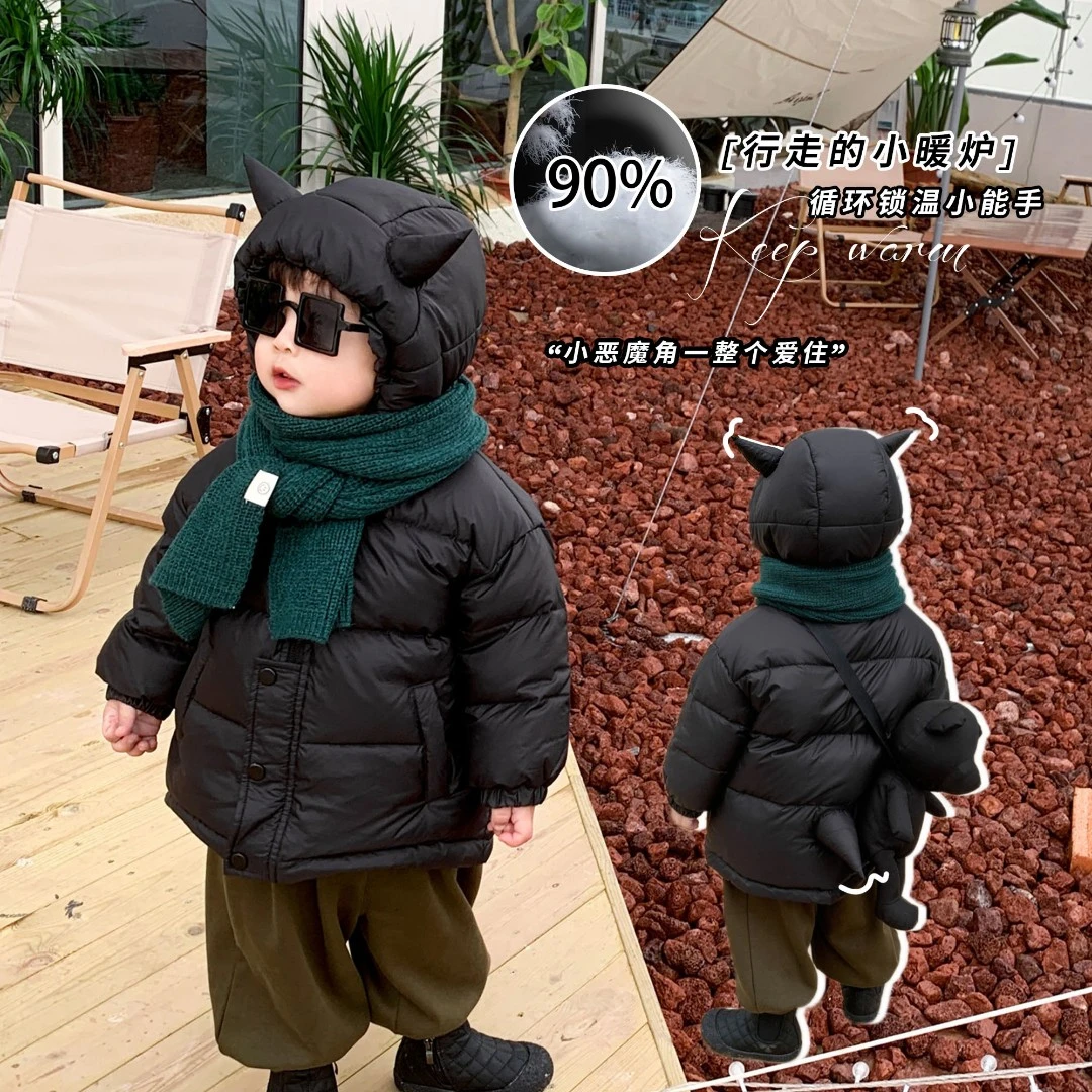 【小恶魔】童装冬装新款男童90白鸭绒小恶魔羽绒服儿童暖羽绒服外套