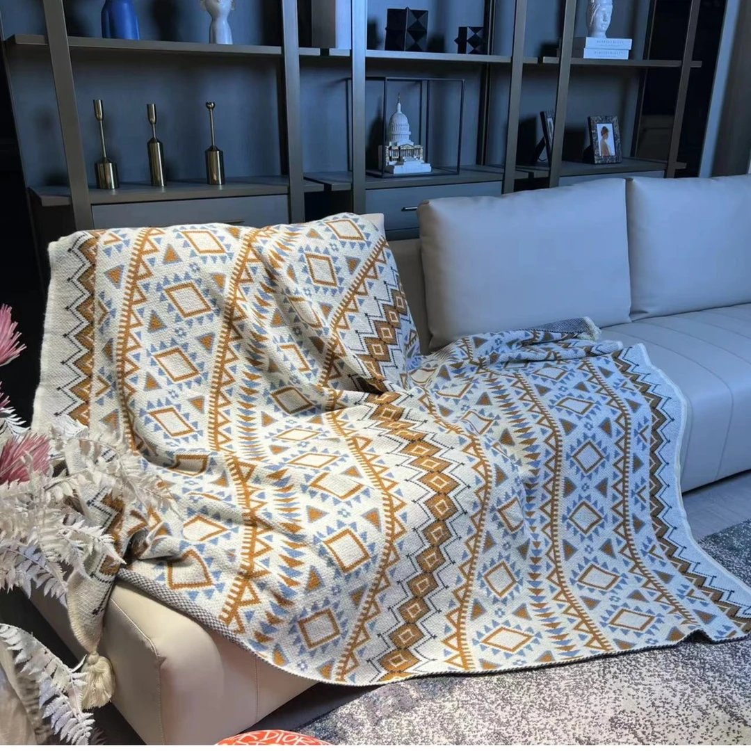 波西米亚四季通用洛克丽丽沙发毯午睡空调毯民宿毯装饰毛毯C