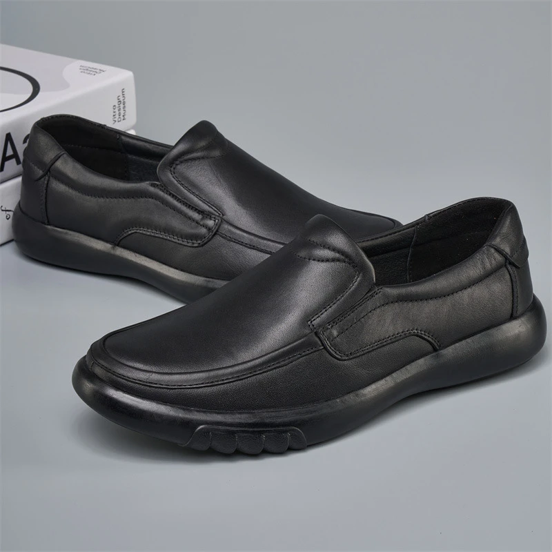 头层牛皮男士乐福鞋新款百搭潮鞋一脚蹬真皮透气耐磨防滑休闲男鞋