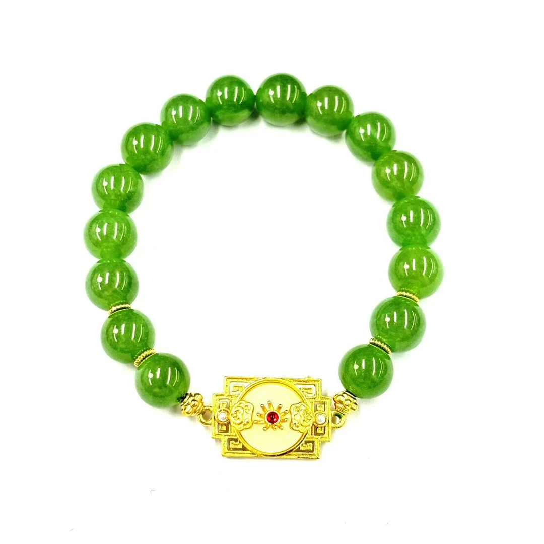 【符老板w】s1198-国风设计款粉东陵圆珠手串-东陵玉手串-赠礼盒