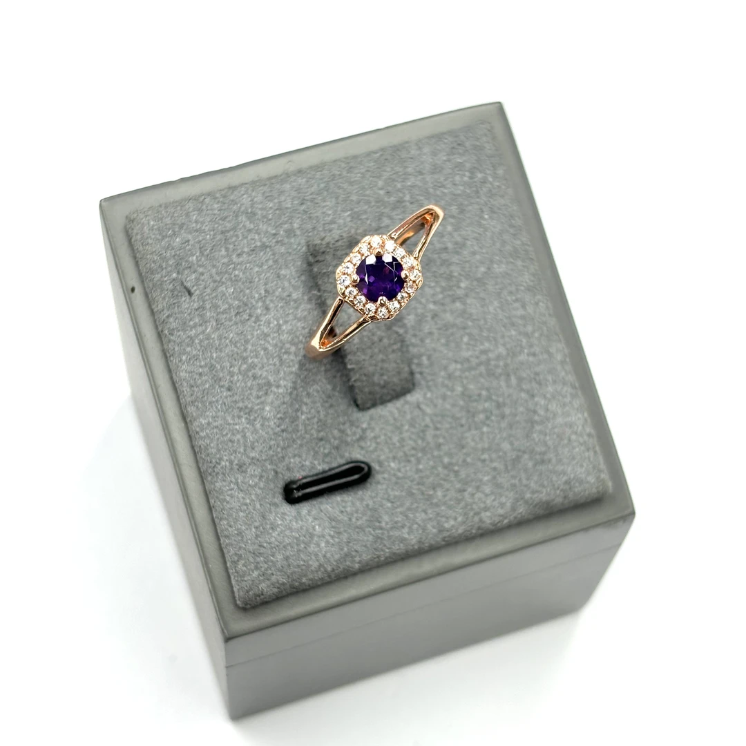 【符老板w】c607-轻奢设计款紫水晶公主方包戒指-赠礼盒