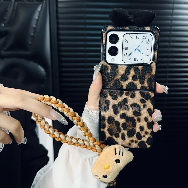 适用华为novaflip手机壳新款novaflip套huawei秋冬豹纹蝴蝶结女款