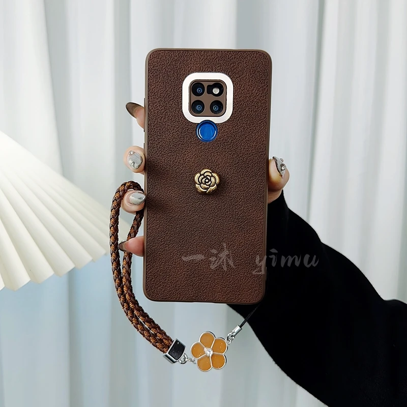 适用华为mate20手机壳新款mate20pro套huawei复古花朵腕带女挂绳p