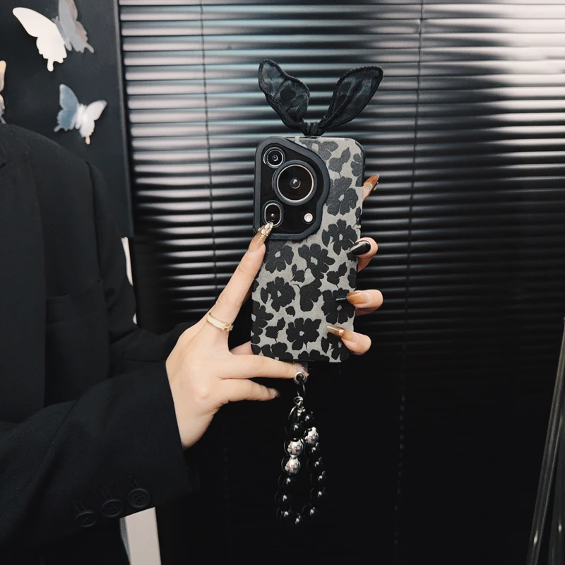 适用华为pura70手机壳新款p70pro套70ultra冷淡花朵ins蝴蝶结女款