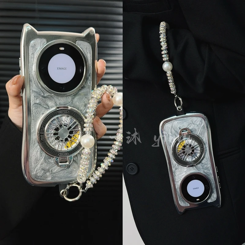 适用华为mate60pro手机壳新款mate60套滴胶ins风创意支架潮女款p+