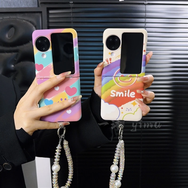 适用oppofindn3flip手机壳新款n3flip套oppo卡通可爱彩虹爱心女款