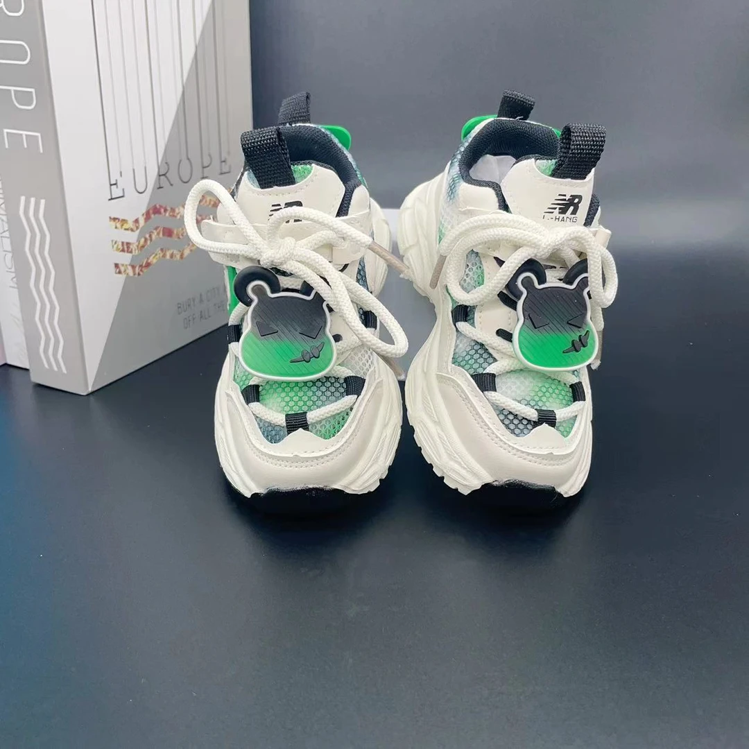 新款夏季儿童老爹鞋女童运动鞋中大童休闲鞋小熊超轻网面单鞋防滑