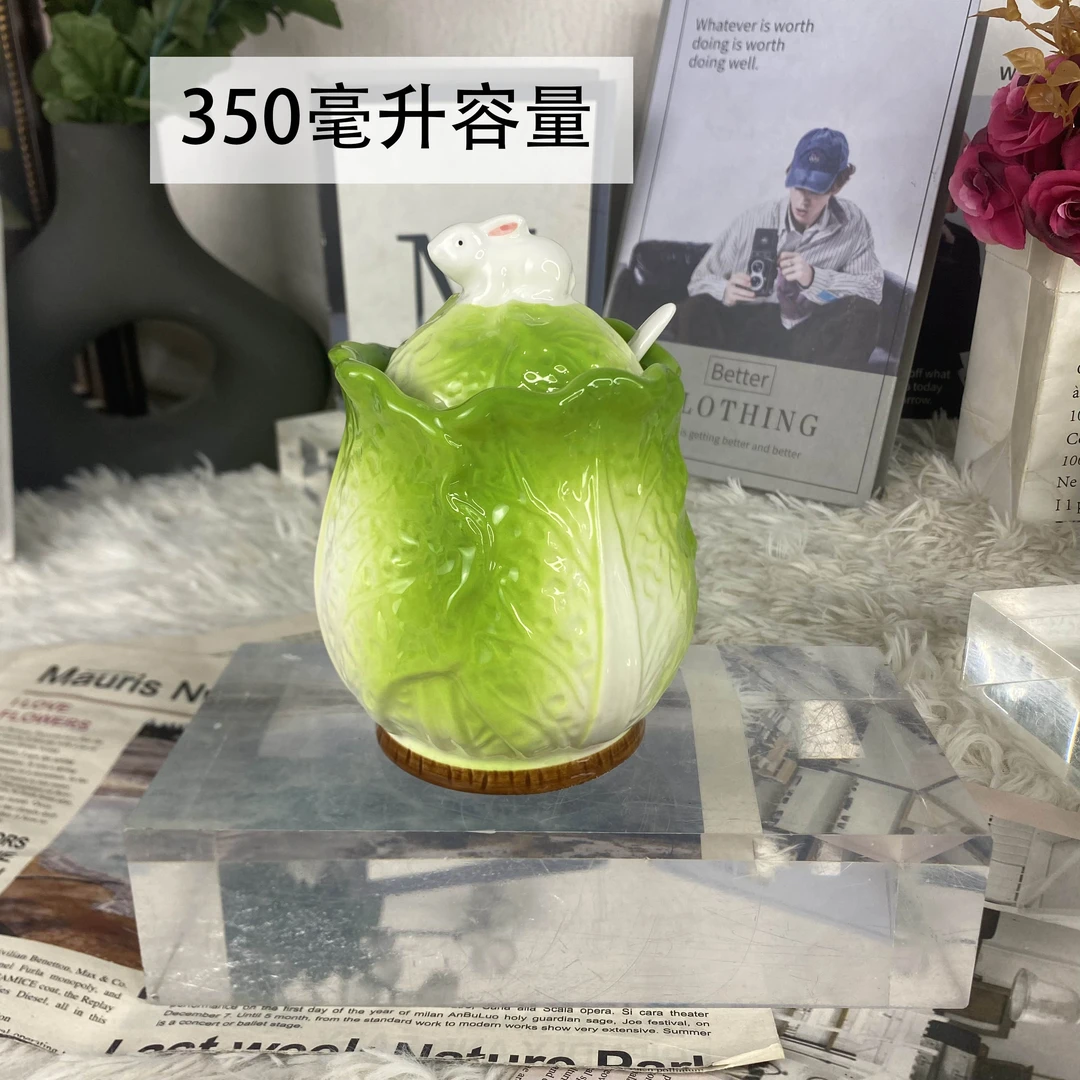 【沐梓】陶瓷中式浮雕白菜创意摆件
