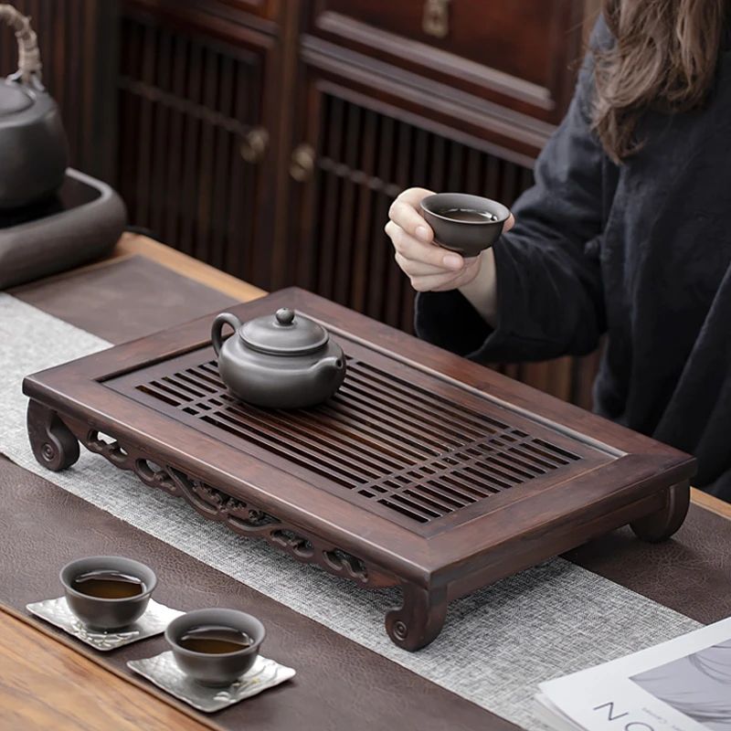茶盘40*28茶味人生抽屉式排储两用竹制新中式茶托盘沥水泡茶盘