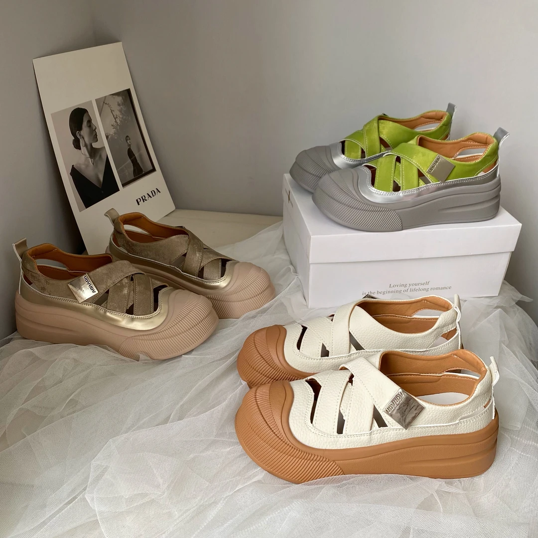 【猪猪家】镂空凉鞋女软底软面2024夏季新款洞洞鞋潮流透气单鞋