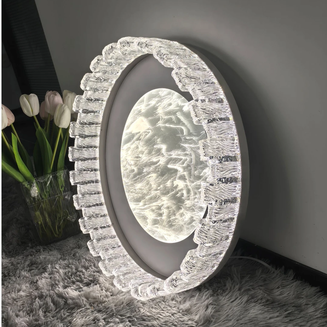 2024新款时尚意式轻奢极简水波纹光学亚克力全光谱led吸顶卧室灯