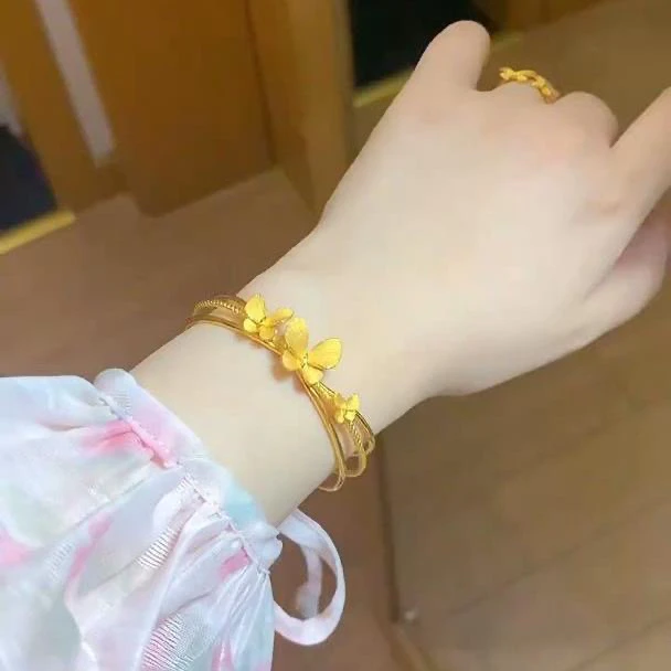 铜合金手镯 新款三只蝴蝶手镯小众设计轻奢高级感简约时尚女手镯