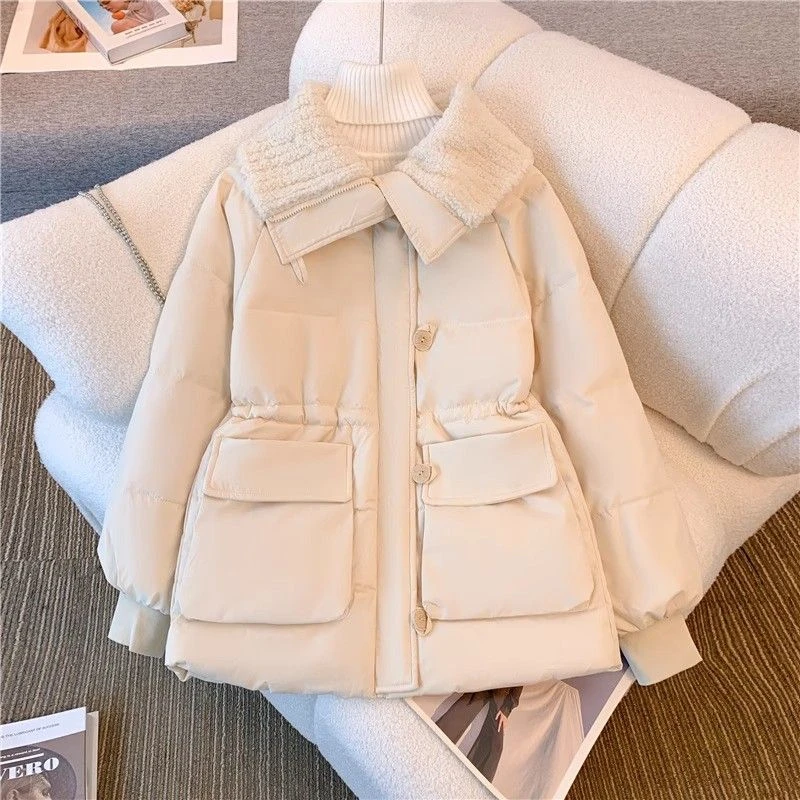波司澄羽绒棉服一体外套2023年新款抽绳收腰小香风户外加厚保暖