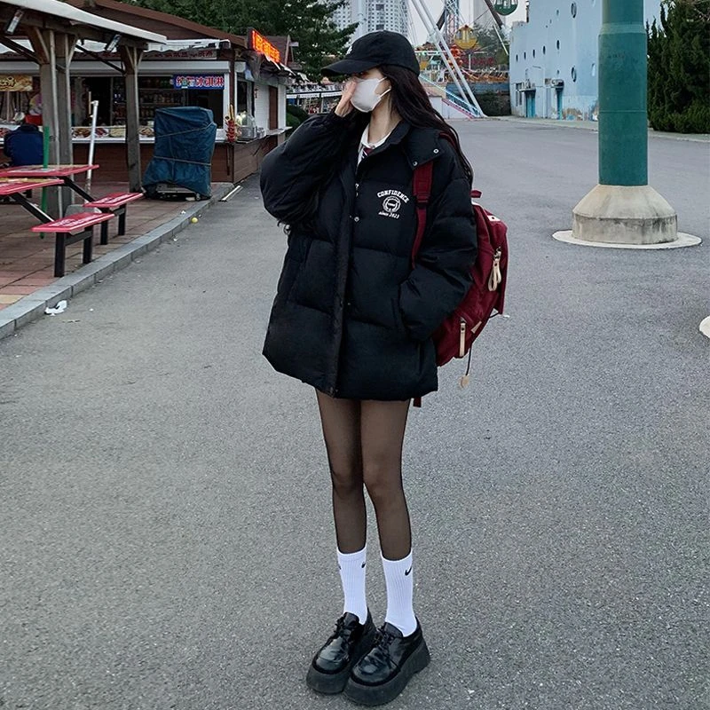 波司澄黑色短款羽绒棉服女小个子2023年新款韩版棉袄学生加厚棉衣