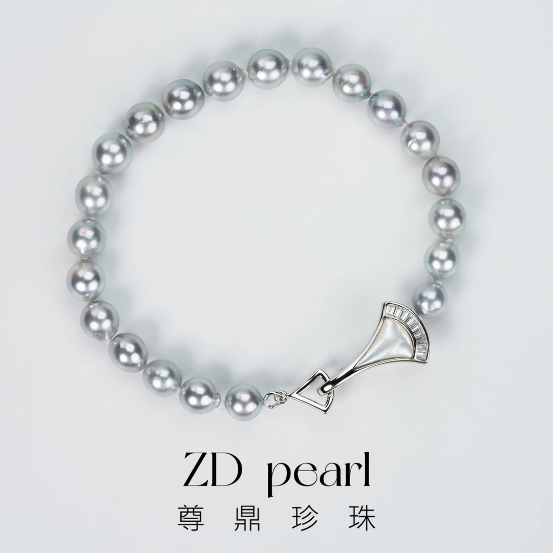 【鸭鸭】尊鼎珍珠-S925银海水珍珠真多麻色系手链6-7mm