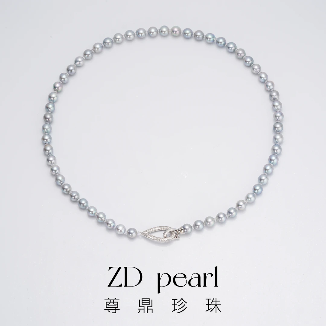 【TNS】尊鼎珍珠-《结婚链》S925银海水珍珠真多麻色系全珠项链+6-7m