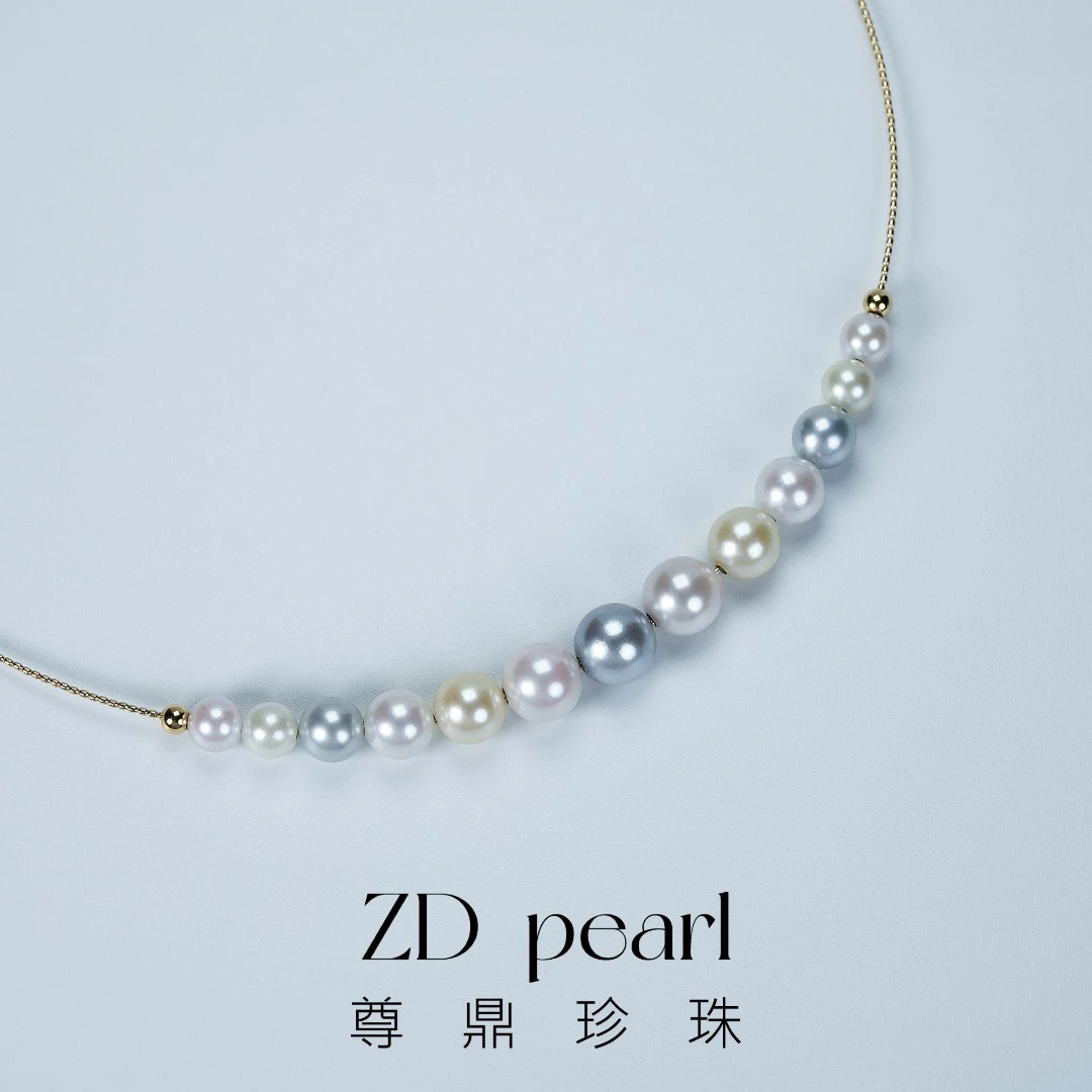 【Nami】尊鼎珍珠-海水混彩糖果月牙微笑链18K金5-8mm-Nami