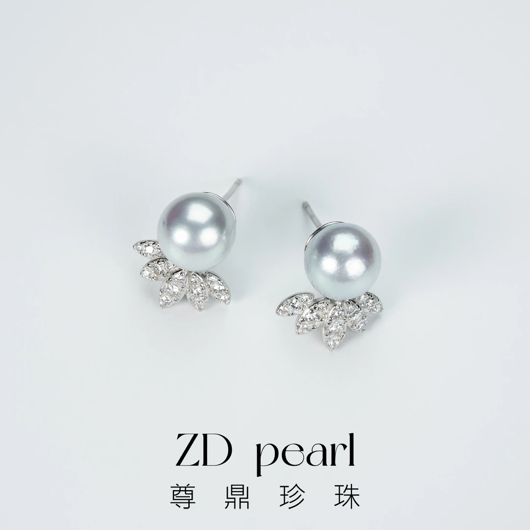 【鸭鸭】尊鼎珍珠-S925银海水珍珠真多麻耳钉8-9mm