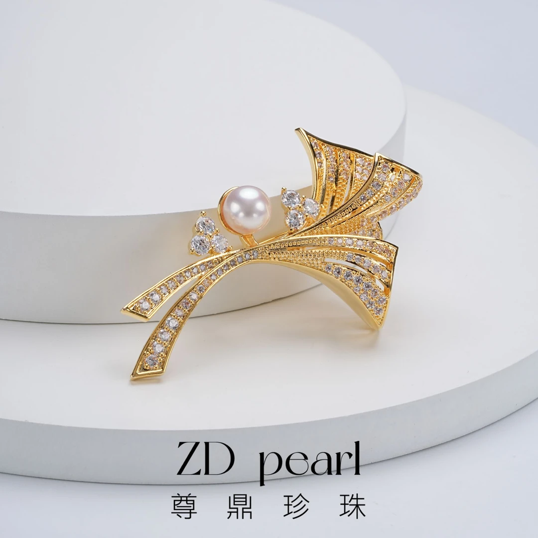 【鸭鸭】尊鼎珍珠-海水中国南珠蝴蝶胸针8-9mm正圆强光