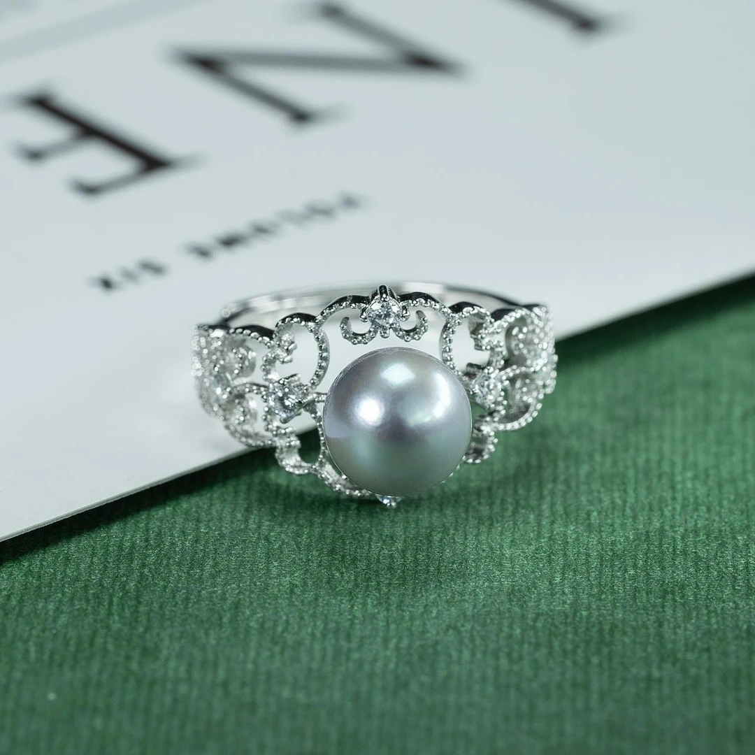 【溪溪】尊鼎珍珠-S925银海水真多麻色系戒指7-7.5mm