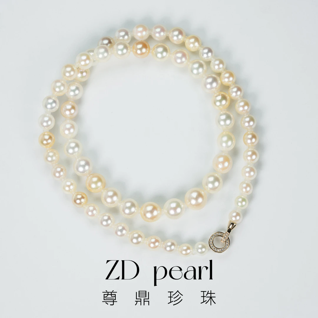 尊鼎珍珠-14K海水珍珠羽黄金渐变项链+珠径4.5-8mm RS