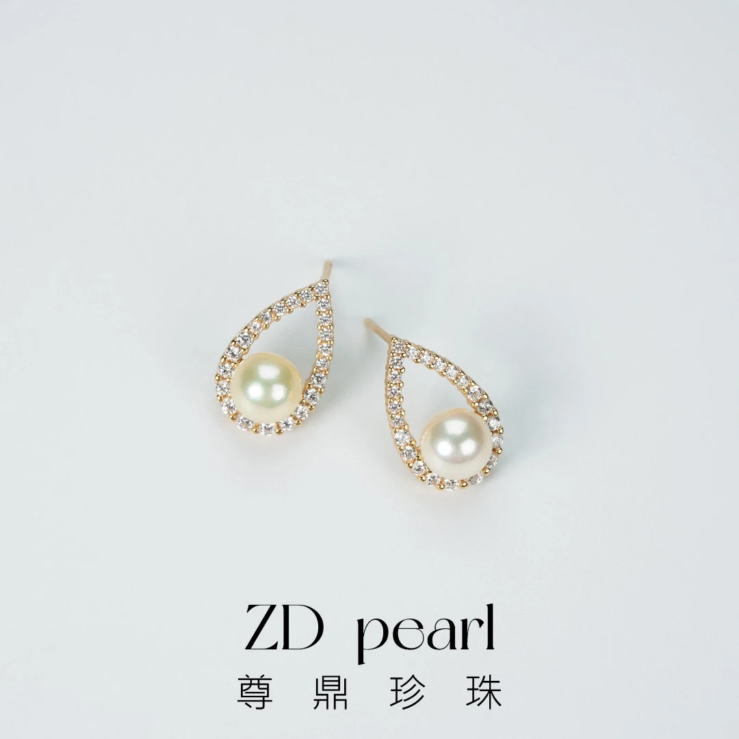 【TNS】尊鼎珍珠-S925银海水珍珠羽皇金耳钉6-6.5mm