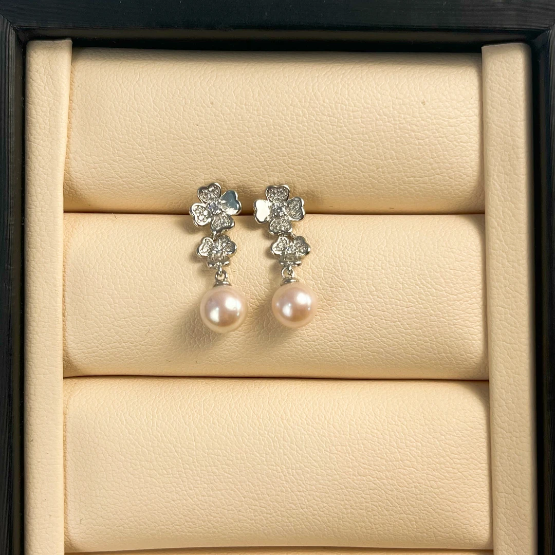 尊鼎珍珠-S925银海水珍珠akoya耳环+珠径6-7mm-Nami孤品