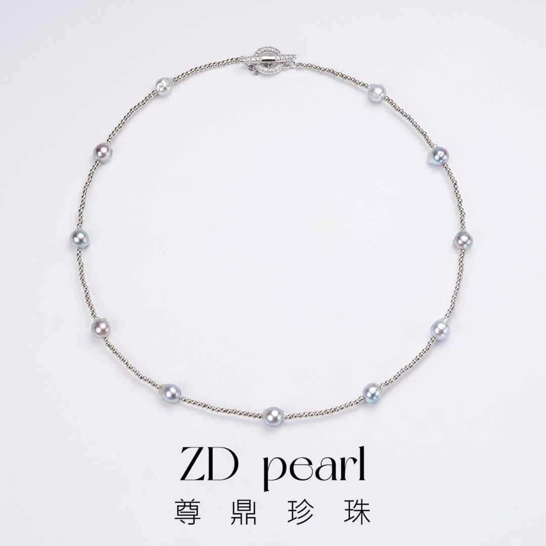 【恩希专属】尊鼎珍珠-海水珍珠中国南珠真多麻色系项链6-7mm