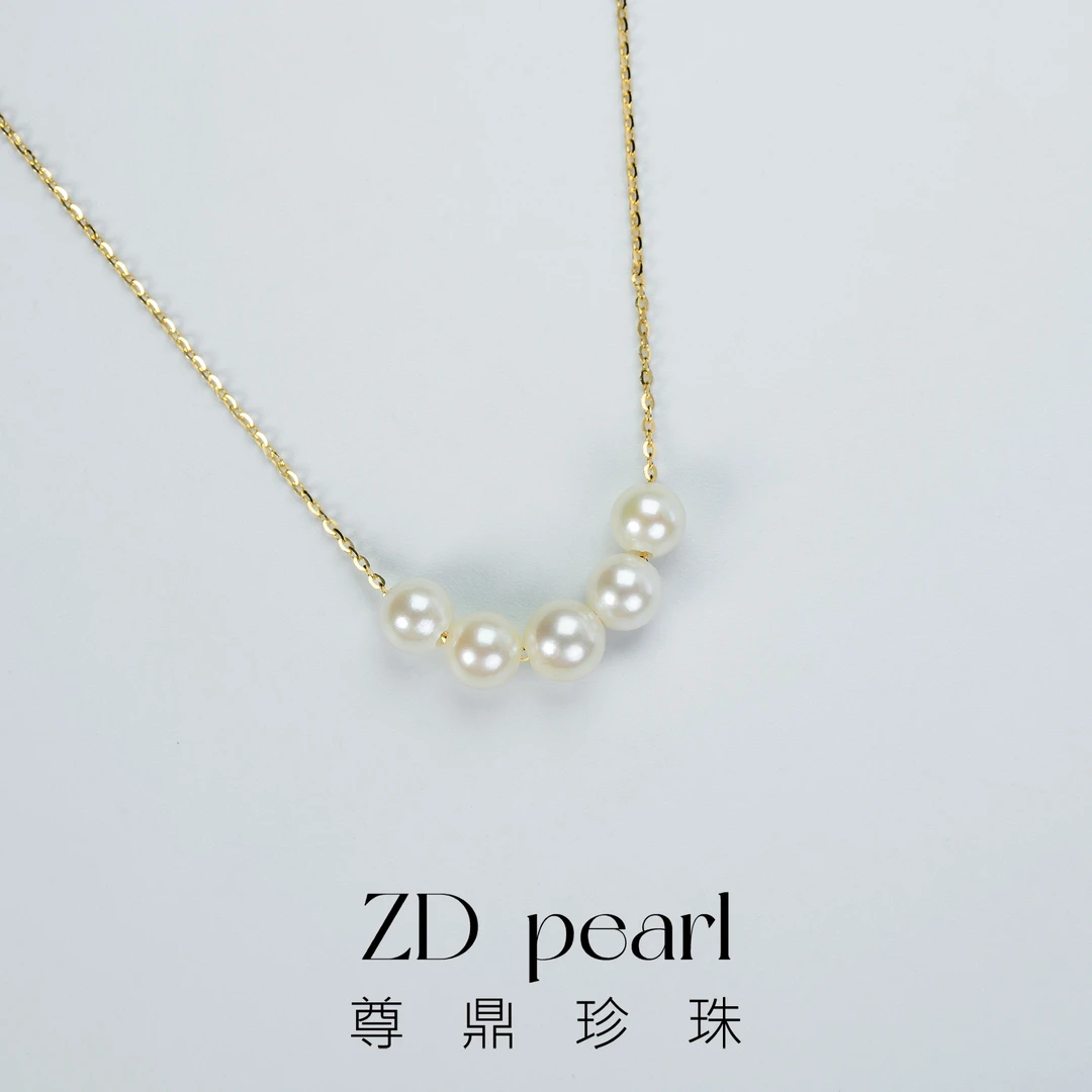 尊鼎珍珠-S925银海水中国南珠羽皇金微笑链5-6mm RS