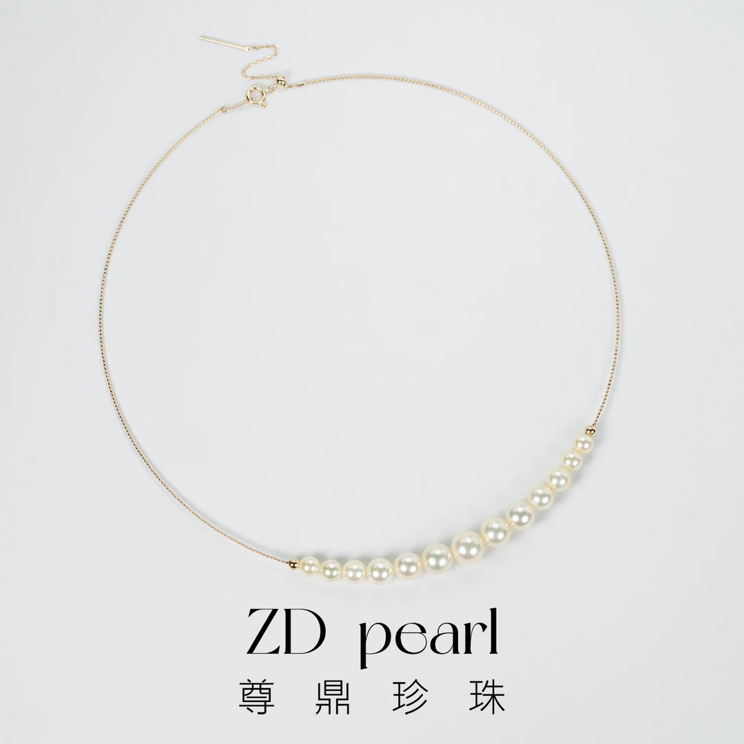 尊鼎珍珠-18K海水羽皇金月牙项链4-8mm Rc