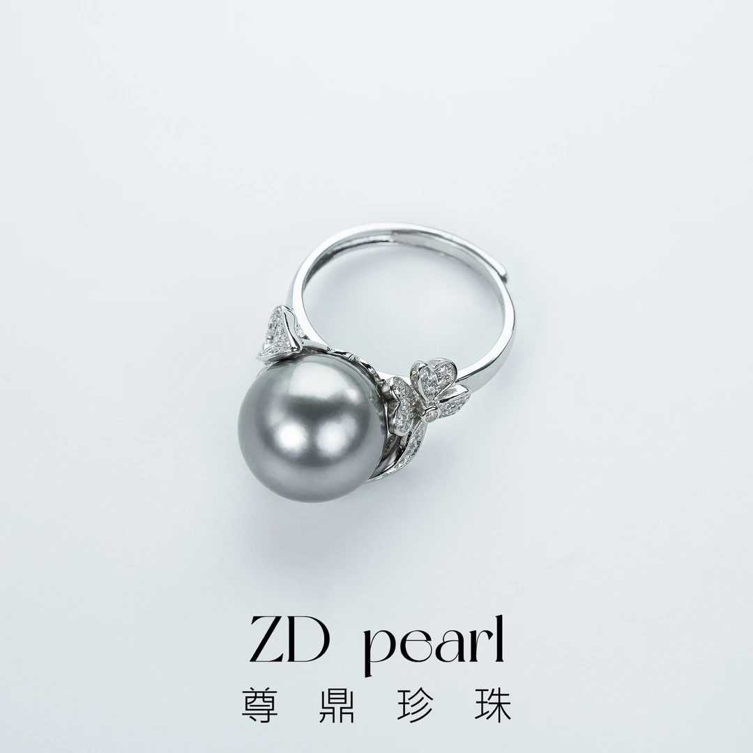 尊鼎珍珠-S925银海水黑珍珠戒指12-13mm RS