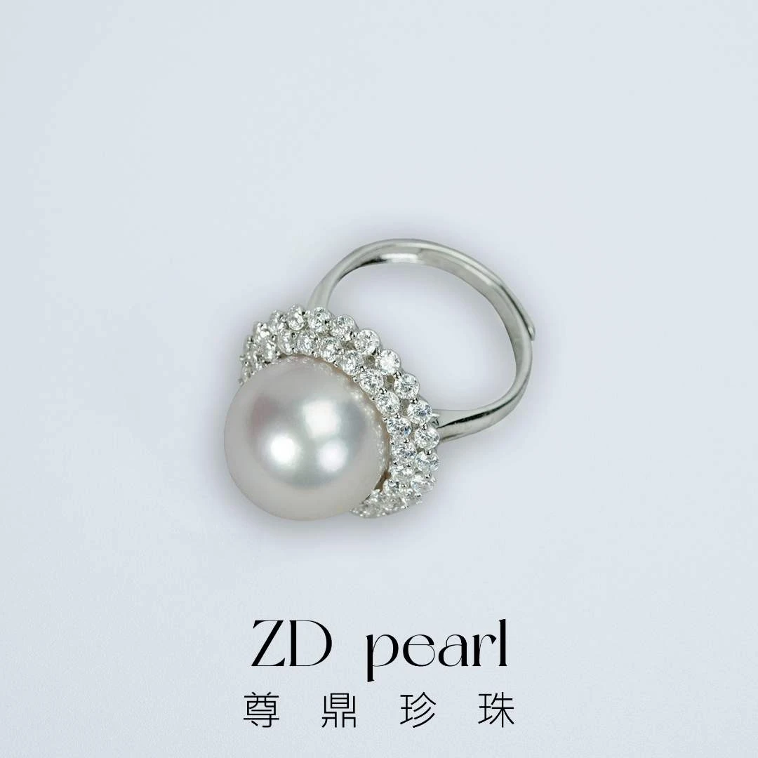 尊鼎珍珠-S925银海水珍珠澳白戒指13-14mm RS
