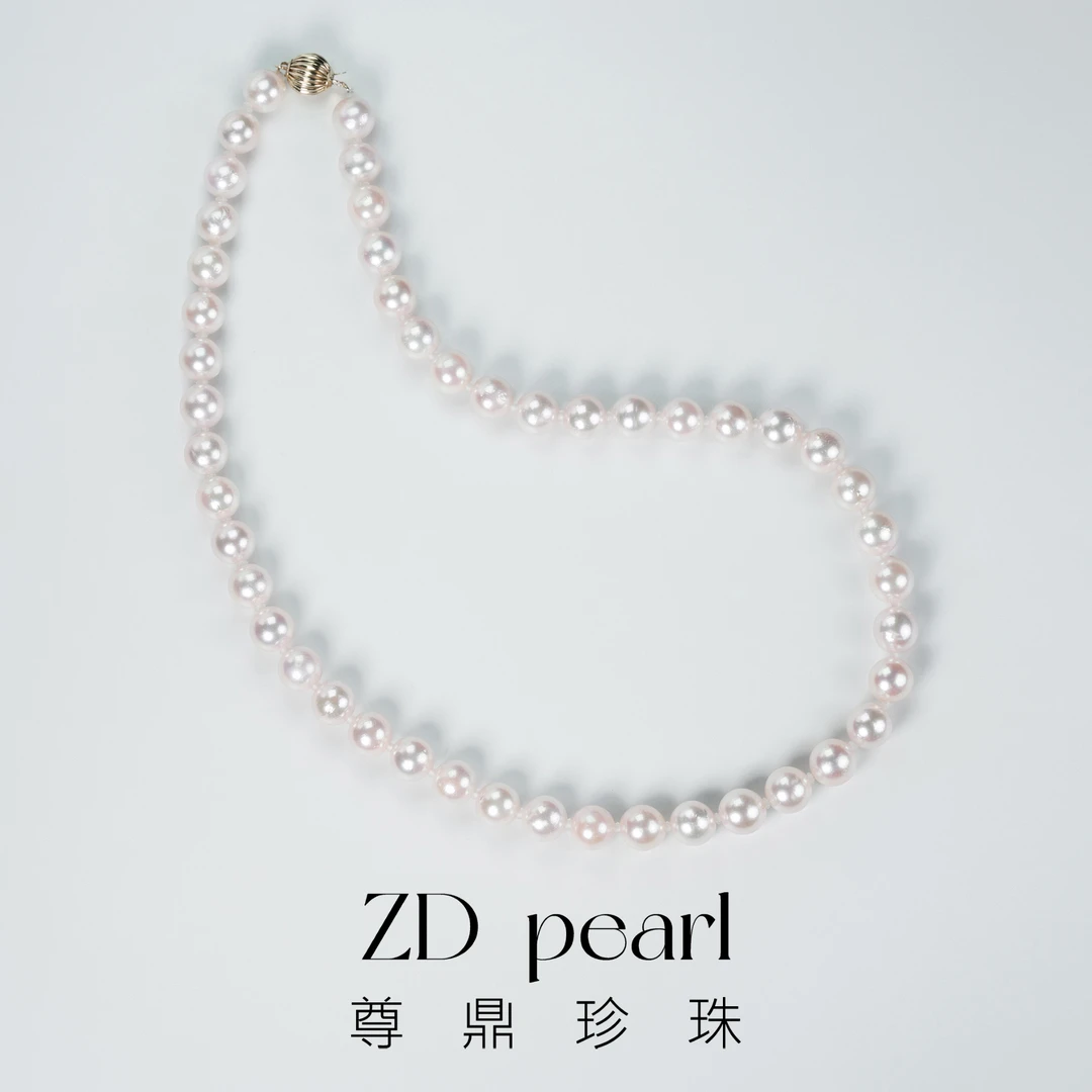 尊鼎珍珠-14K海水Akoya珍珠项链+珠径8-9mm 近正圆微瑕强光-Nami