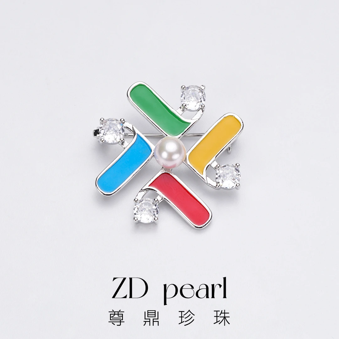【鸭鸭】尊鼎珍珠-合金海水珍珠中国南珠白珠胸针6-7mm